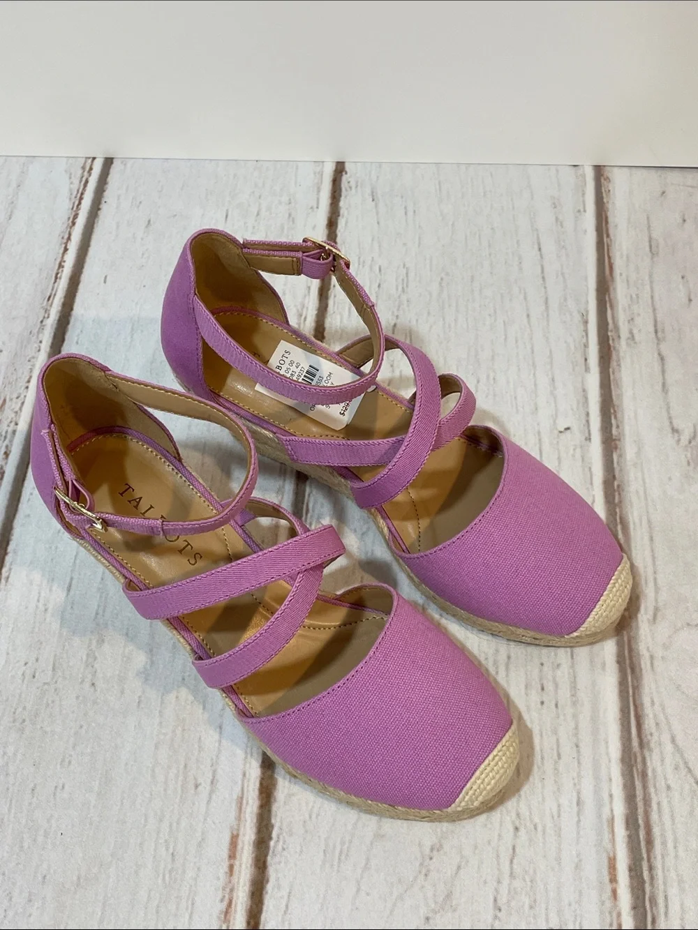 NWT Talbots Lilac Espadrille 7 Wedge Sandals Lyndsay Strappy Ankle Shoes NEW